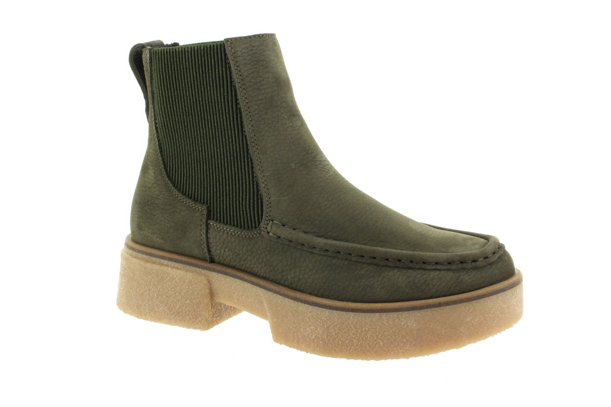 CLARKS Dámský tm. zelený kožený kotník