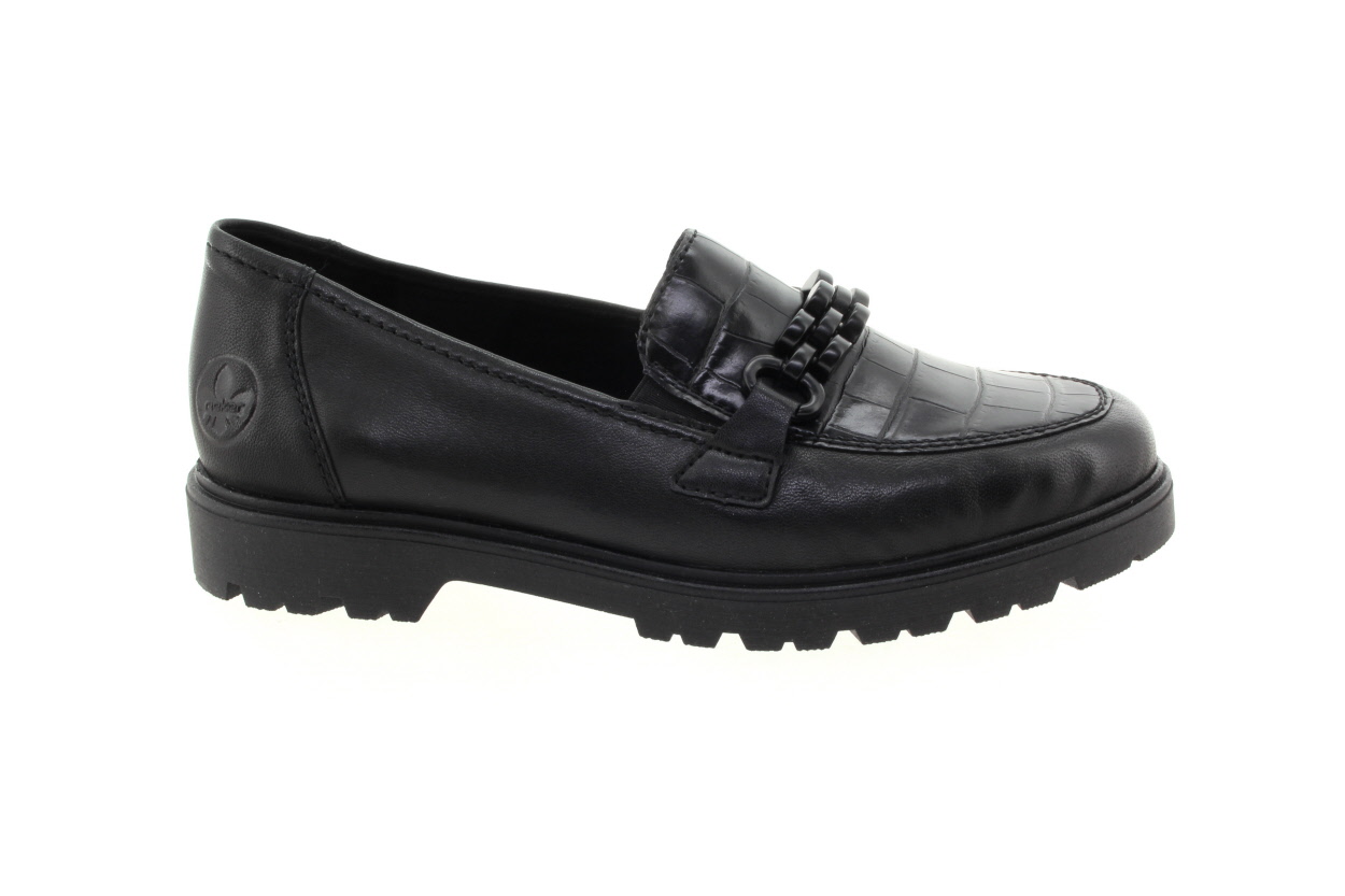 RIEKER Dámské kožené černé mokasíny